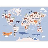  Foto tapeta - World Map With Animal Illustrations 200x140 Vodootporna | shoptok.hr