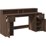 vidaXL Radni stol s LED svjetlima smeđa boja hrasta 160x55x91cm drveni | shoptok.hr