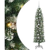 vidaXL Umetno vitko božično drevo med 150 LED Zelena in bela 150 cm | Shoptok.si