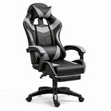 Lean Toys Igralni stol LEAN črno-siva – ergonomski gaming stol z naslonom za noge | Shoptok.si