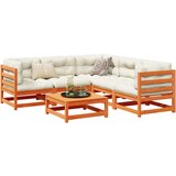 vidaXL 6-dijelni set vrtnih sofa s jastucima voštano smeđi od borovine Cijene