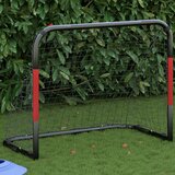 vidaXL Nogometni gol z mrežo rdeč in črn 90x48x71 cm jeklo | Shoptok.si
