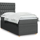 vidaXL Box spring postelja z vzmetnico temno siva 90x200 cm blago | Shoptok.si