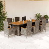 vidaXL 9-dijelni vrtni blagovaonski set sivi od poliratana | shoptok.hr