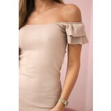 Kesi Ribbed dress with pleats dark beige | shoptok.hr