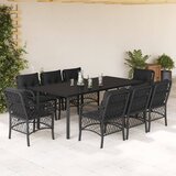vidaXL 9-dijelni vrtni blagovaonski set s jastucima crni od poliratana | shoptok.hr