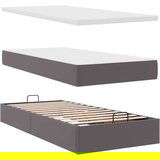 vidaXL Otomanski okvir kreveta s madracem sivi 90x200cm umjetna koža | shoptok.hr