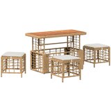  Vrtni set za objed s jastukom 4 pcs Prirodna i Bijela | Eponuda.com