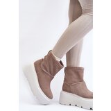 Zazoo Women's Leather Platform Boots with Straps 1752 Beige | shoptok.hr
