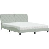 vidaXL Postelja z vzmetnico svetlo siva 160x200 cm žamet | Shoptok.si