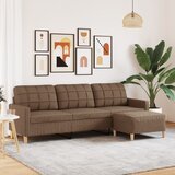 vidaXL Kavč trosed s stolčkom za noge rjav 210 cm blago Cene