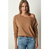 Happiness İstanbul Women's Biscuit Boat Neck Basic Knitwear Sweater