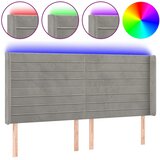  LED uzglavlje svjetlosivo 183 x 16 x 118/128 cm baršunasto | shoptok.hr