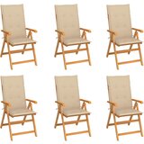 The Living Store Vrtni stoli 6 kosov z bež blazinami trdna tikovina - Vrtni Stol, (21478823) | Shoptok.si