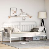  Okvir dnevne postelje Bela 107 x 203 cm Prašno lakirano jeklo, (5000126809) | Shoptok.si