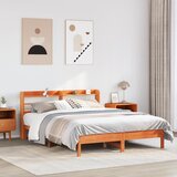 vidaXL Posteljni okvir brez vzmetnice voščeno rjav 135x190 cm borovina Cene