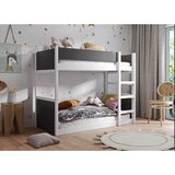 Molarem Home Drveni dječji krevet na kat Simon - bijeli - grafit - 200x90 cm - Madrac PE pjena 8 cm-spužvasti madrac | shoptok.hr