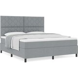 vidaXL Postelja s box springs z vzmetnico svetlo siva super king tkanina, (22080874) | Shoptok.si