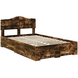 Krevetna konstrukcija s ladicama Dimljeni hrast 120 x 200 cm Smeđa 206 x 123 x 90 cm | Shoptok.si
