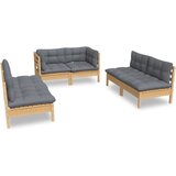  Vrtna sedežna garnitura 6-delna s sivimi blazinami borovina, (20674600) | Shoptok.si