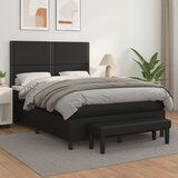 Maison Chic Box spring postelja - Vzmetna postelja z vzmetnico črn 140x190 cm umetno usnje SL20585, (21893265) | Shoptok.si