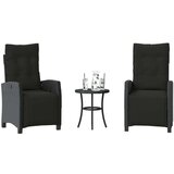  3-dijelni bistro set s jastucima crni od poliratana - Crna 1 | shoptok.hr
