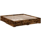 vidaXL Posteljni okvir s predali dimljen hrast 200x200 cm inž. les, (21128531) Cene