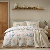 Catherine Lansfield Enojna flanelna posteljnina v naravni barvi 135x200 cm Brushed Christmas Deer – Cene