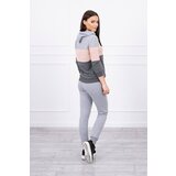 Kesi Set with colorful stripes gray+powdered pink | shoptok.hr