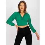 Fashion Hunters Agathe green V-neck blouse cene