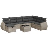 Maison Chic Seti vrtnega pohištva - Vrtna garnitura - Vrtni pohištvo set 9-delna z blazinami sv. siv poli ratan, (21807825) | Shoptok.si