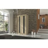 ADRK Klizni ormar KAREN s lakobel staklom 120 cm - SONOMA-LAKIRANA CRNA, VISOKI SJAJ | shoptok.hr