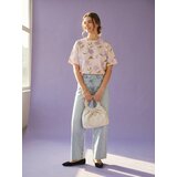Sinsay Pamučna majica kratkih rukava s cvjetnim uzorkom i natpisom | shoptok.hr