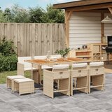 vidaXL 11-dijelni vrtni blagovaonski set od poliratana s jastucima bež | shoptok.hr