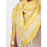 Fashion Hunters Light yellow and white scarf with fringes Cene