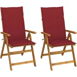  Nagibne vrtne stolice s jastucima 2 kom masivno bagremovo drvo