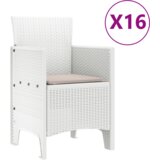  Set od 17 dijelova vrtne blagovaonice s jastučićima Bijeli Poli Ratan | shoptok.hr