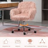 Direktorska okretna stolica s umjetnim krznom podesiva visina ružičasta i srebrna 57x60x75-85 cm | shoptok.hr