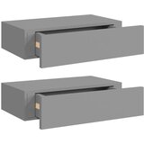 vidaXL Stenska polica s predalom 2 kosa siva 40x23,5x10 cm mediapan, (20765379) | Shoptok.si