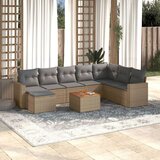 vidaXL 9-dijelni set vrtnih sofa s jastucima bež od poliratana | shoptok.hr