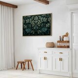  Slika - Dark Green Victorian Leaves: Botanical Carved Composition 120x80 U prirodnom drvenom okviru | shoptok.hr