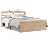 Maison Chic Posteljni Okvir - Dvoposteljna postelja z vzglavjem 160x200 cm trdna borovina, (22080223) | Shoptok.si