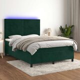  box spring s madracem LED tamnozeleni 140x200 cm baršun | shoptok.hr