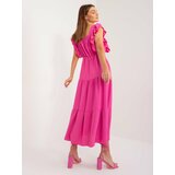 Fashion Hunters Dark pink dress with ruffles and elastic waistband cene