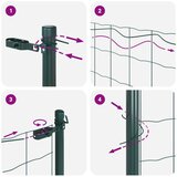 vidaXL Zavarovana žičnata ograja s 13 stebri zeleno 0.5x25 m jeklo | Shoptok.si