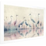  Plakat - Birds by the Lake - herons painted in watercolor in a delicate gray-pink palette 30x21 Bez okvira s margom | shoptok.hr