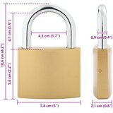 U zaključavanje s ključevima Mjed 7,4 x 2,1 x 10,6 cm Željezo | shoptok.hr