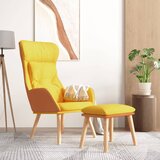  Stolica za opuštanje i tabure od umjetne kože i tkanine žuta | shoptok.hr