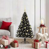 vidaXL Umjetna preddekorirana božićna jelka Črna 120 cm PVC | Shoptok.si