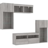  5-dijelni zidni TV elementi s LED svjetlima boja sivog hrasta | shoptok.hr